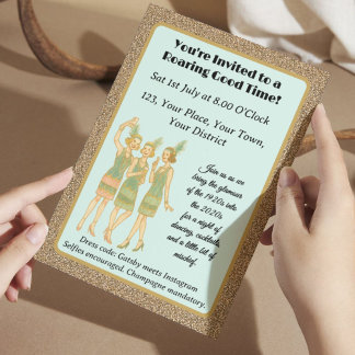 Roaring 20's instagram party 1920's gatsby bash invitation