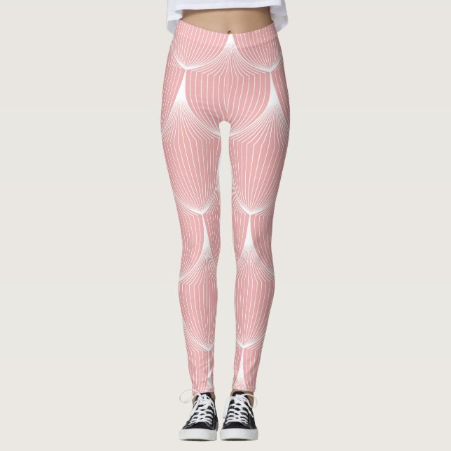 Roaring '20s Linear Scales: Elegant Pattern Leggings (Front)