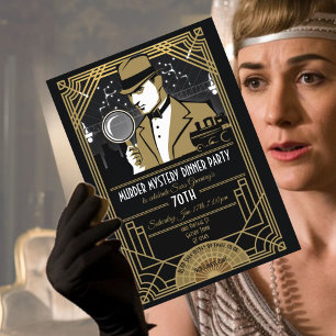 Roaring 20's Murder mystery dinner party Invitation