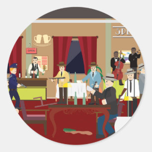 Roaring 20's Speakeasy USA (Simple History) Classic Round Sticker