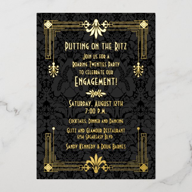 Roaring 20s Twenties Art Deco Engagement Party (Front)