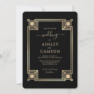 Roaring 20s Vintage Art Deco Wedding Invitation