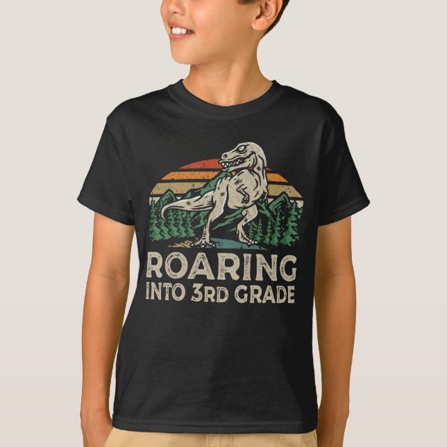 Roaring 3rd Grade Dinosaur T Rex Back To School  T-Shirt (Front)