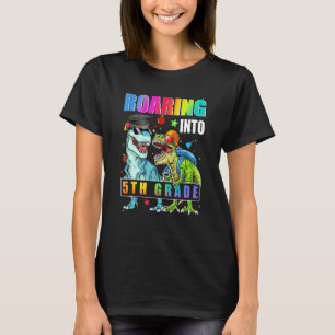Roaring 5th Grade Cute Dinosaur Backpack Back To S T-Shirt