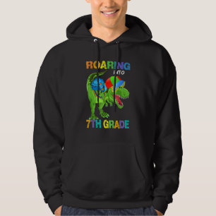 Roaring 7th Grade Dinosaur Rex Back To School Kids Hoodie