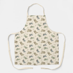 Roaring Art Deco Bi-planes - blue green pattern. Apron