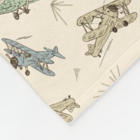 Roaring Art Deco Bi-planes - blue green pattern.  