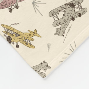Roaring Art Deco Bi-planes - red yellow pattern.   Fleece Blanket