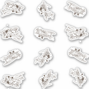 Roaring Art Deco Bi-planes - sketched custom cut