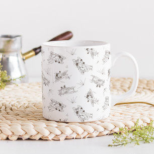 Roaring Art Deco Bi-planes - sketched pattern.   Coffee Mug