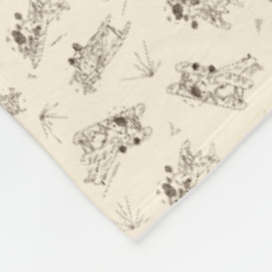 Roaring Art Deco Bi-planes - sketched pattern. Fleece Blanket