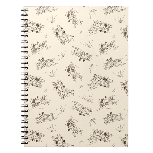 Roaring Art Deco Bi-planes - sketched pattern.   Notebook (Front)