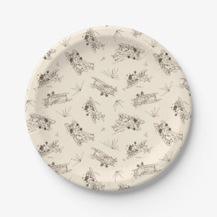 Roaring Art Deco Bi-planes - sketched pattern.   Paper Plate