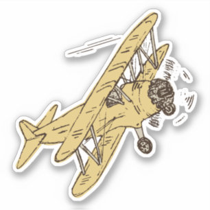 Roaring Art Deco Bi-planes - yellow single.
