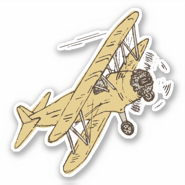 Roaring Art Deco Bi-planes - yellow single. (Front)