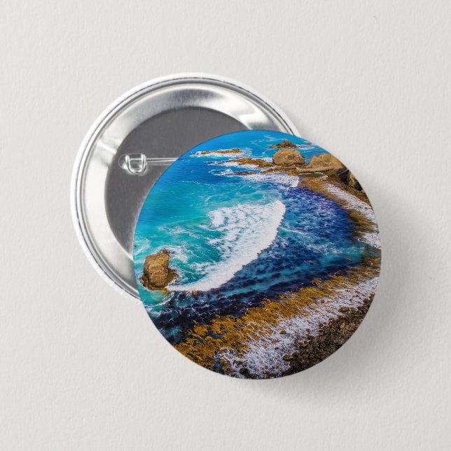 Roaring Bay At Nugget Point 6 Cm Round Badge (Front & Back)