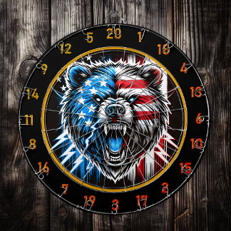 Roaring Bear Strikes with Fiery Pride Dartboard