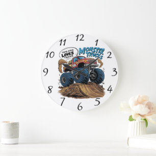 Roaring Beast Rampaging Through Earth Large Clock