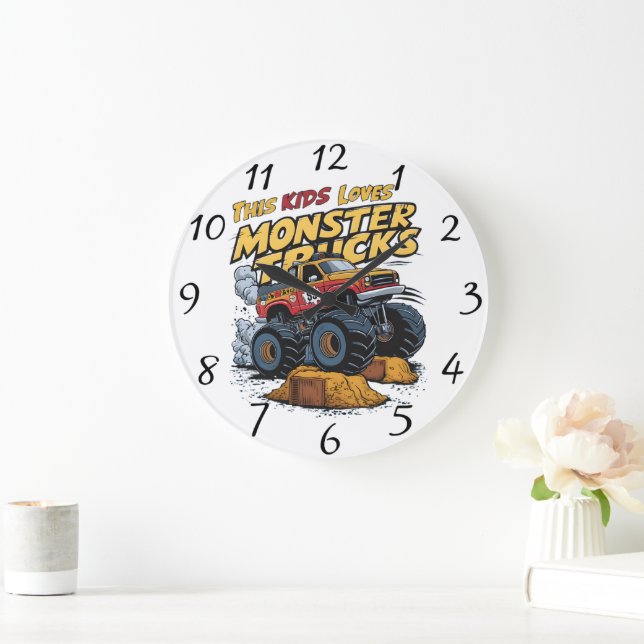 Roaring Behemoth Rides the Dirt Large Clock (Home)
