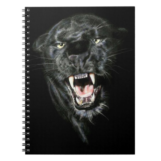Roaring Black Panther Spiral Notebook (Front)