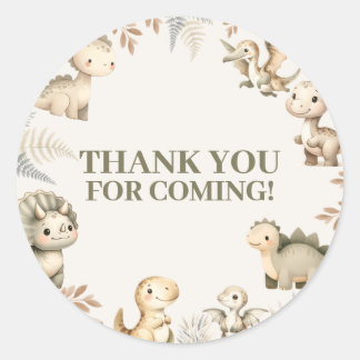 Roaring Boho Dinosaur Theme Birthday Classic Round Sticker
