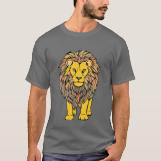 Roaring Bold: Fierce Lion Print T-Shirt" T-Shirt