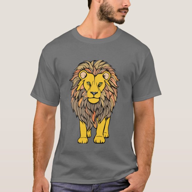 Roaring Bold: Fierce Lion Print T-Shirt" T-Shirt (Front)