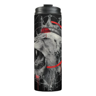 Roaring Crowned Lion Trash Polka Thermal Tumbler