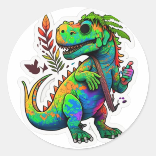 Roaring Dino: Fun Dinosaur Sticker Design” (Front)