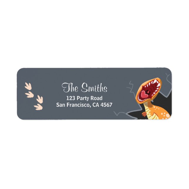 Roaring Dinosaur Baby Shower Return Address Label (Front)