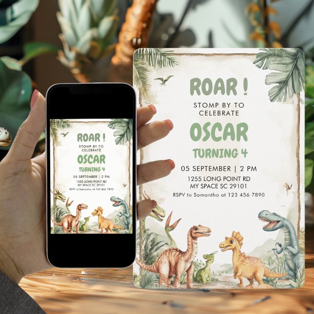 Roaring Dinosaur Birthday Party Invitation (Creator Uploaded)