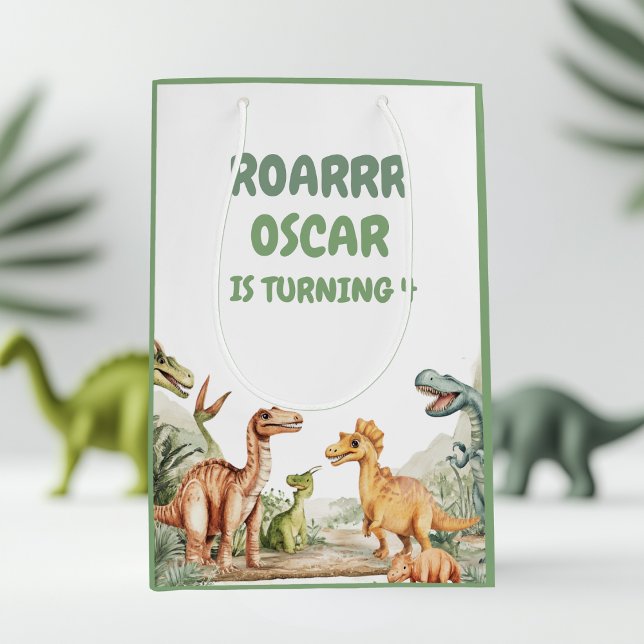 Roaring Dinosaur Birthday Party  Medium Gift Bag (Creator Uploaded)