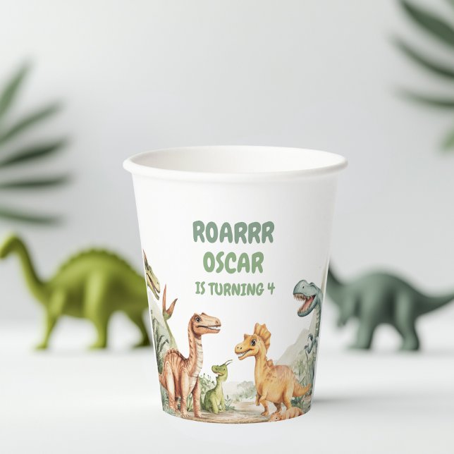 Roaring Dinosaur Birthday Party Paper Cups (Creator Uploaded)