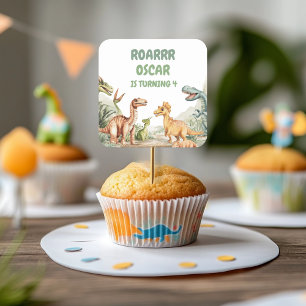 Roaring Dinosaur Birthday Party  Square Sticker
