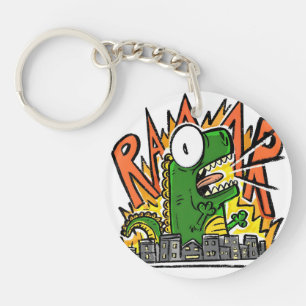 Roaring Dinosaur Cartoon Key Ring