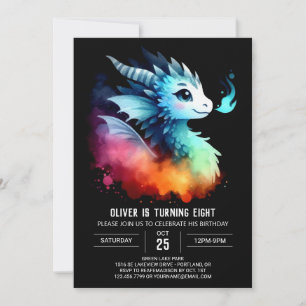 Roaring Dragon Birthday Customisable Invitation