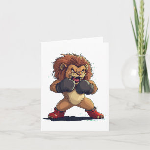 Roaring Fighter Look With This Lion In Boxing Glov Card