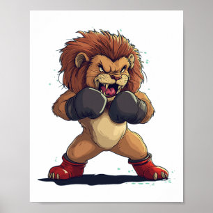 Roaring Fighter Look With This Lion In Boxing Glov Poster