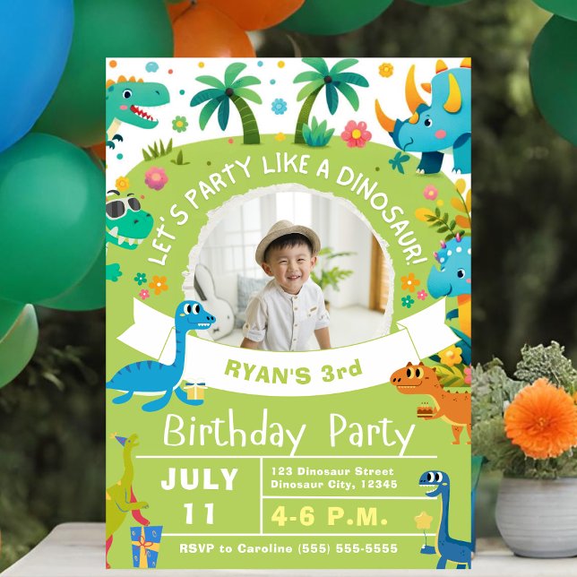 Roaring Fun Dinosaur Birthday Party Invitation (Dinosaur Birthday Invitation.)