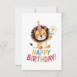 Roaring Fun Lion Birthday Design Thank You Card