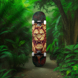 Roaring Fury: Lion Majesty Skateboard