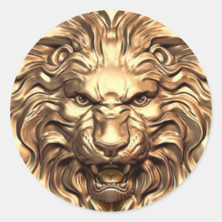 Roaring Gold Lion Head Classic Round Sticker
