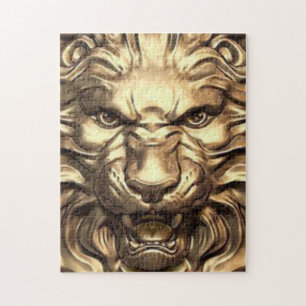 Roaring gold lion head jigsaw puzzle