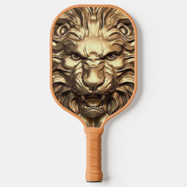 Roaring Gold Lion Head. Personalise   Pickleball Paddle (Front)