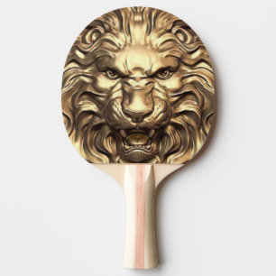 Roaring Gold Lion Head. Personalise  Ping Pong Paddle