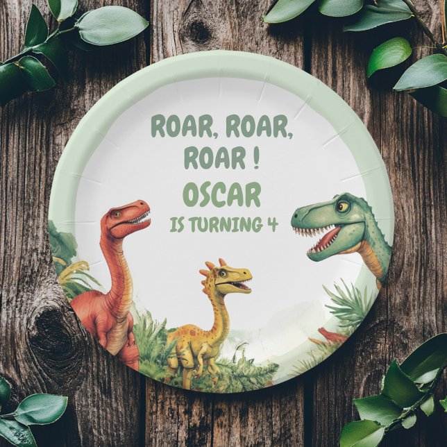 Roaring Good Time Dino Party Paper Plate (Creator Uploaded)