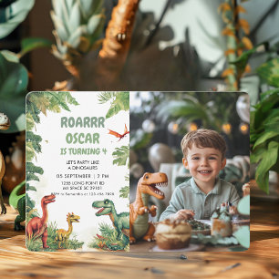  Roaring Good Time Dino Party Photo Invitation