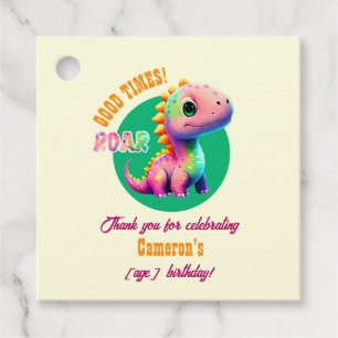 Roaring Good Times Dinosaur Any Age Birthday party Favour Tags