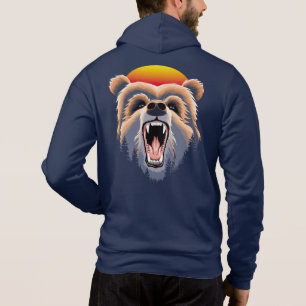 Roaring Grizzly Bear Face Hoodie