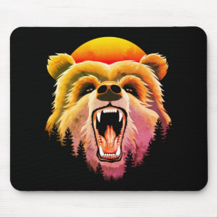 Roaring Grizzly Bear Face Mouse Pad